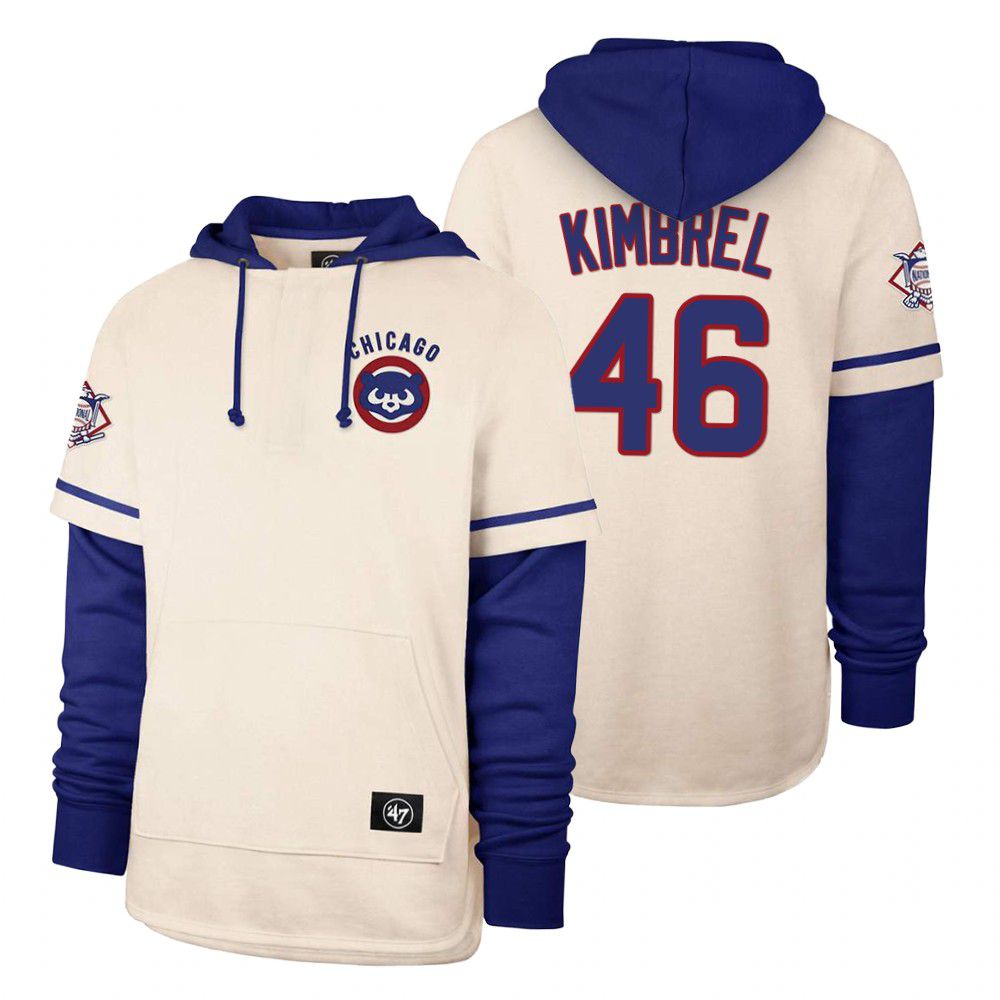 Men Chicago Cubs #46 Kimbrel Cream 2021 Pullover Hoodie MLB Jersey->chicago cubs->MLB Jersey